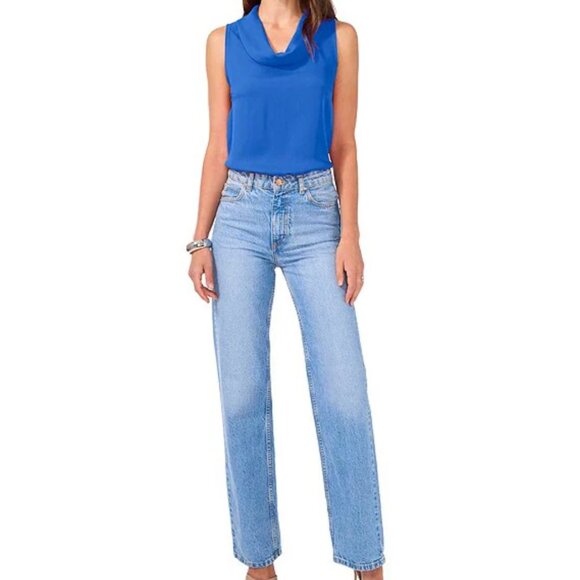 NEW Vince Camuto Luxe Crepe de Chine Sleeveless Cowl Neck Tank Top Size Large - Picture 3 of 11